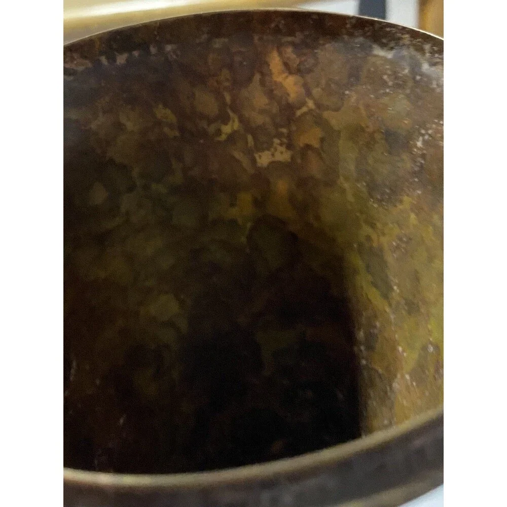 Brass Candle Holder With Koi Fish Vessel Unique Vintage With Patina